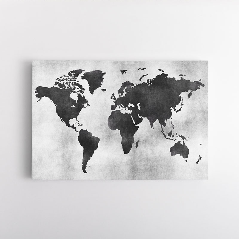 Black and White World Map