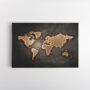Vintage Παγκόσμιος Χάρτης σε Μαύρο Φόντο