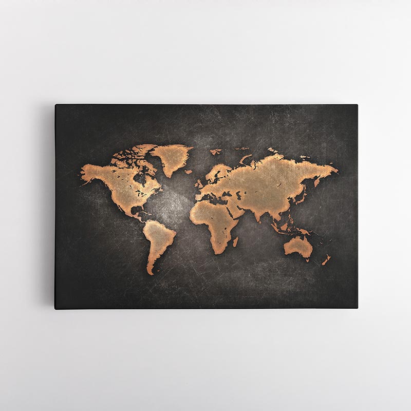 Vintage Παγκόσμιος Χάρτης σε Μαύρο