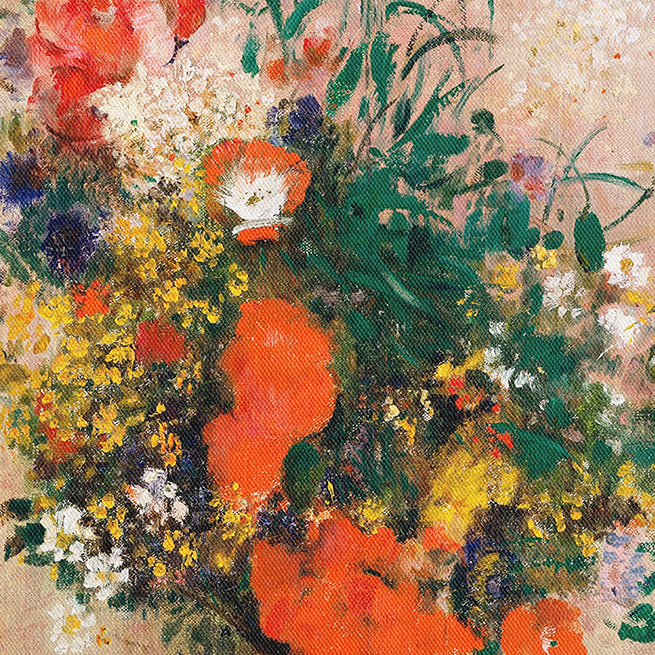 Βάζο με Λουλούδια σε ροζ φόντο (1906) - Οντιλόν Ρεντόν