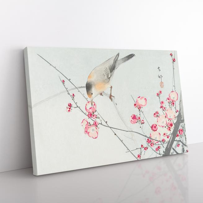 Songbird on blossom branch Ohara Koson