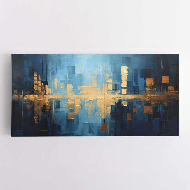 Abstract πίνακας με Χρώματα Χρυσό και Μπλε