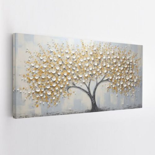 Δέντρο με λευκά άνθη και χρυσά φύλλα