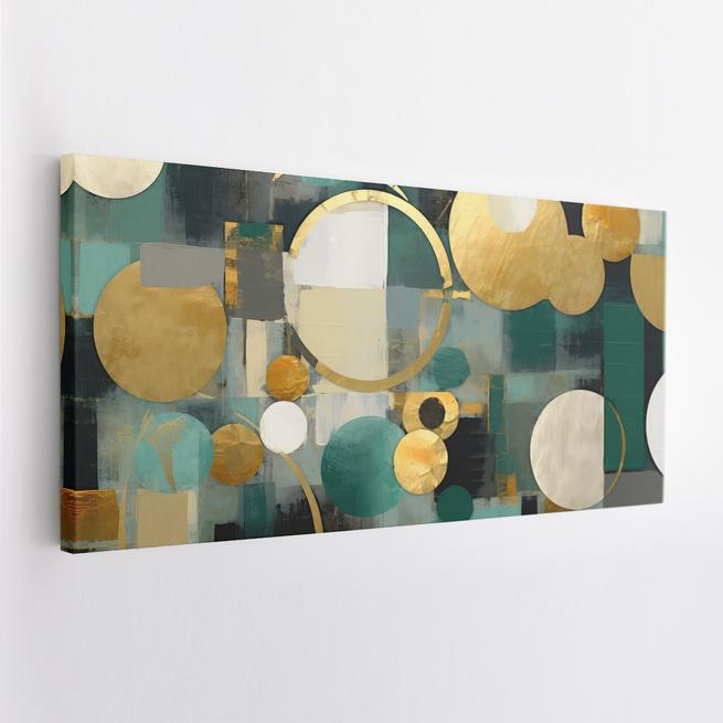 Μοντέρνος abstract πίνακας με χρυσούς κύκλους