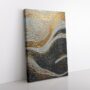 Abstract Πίνακας: Χρυσά κύματα στη Νυχτερινή Θάλασσα