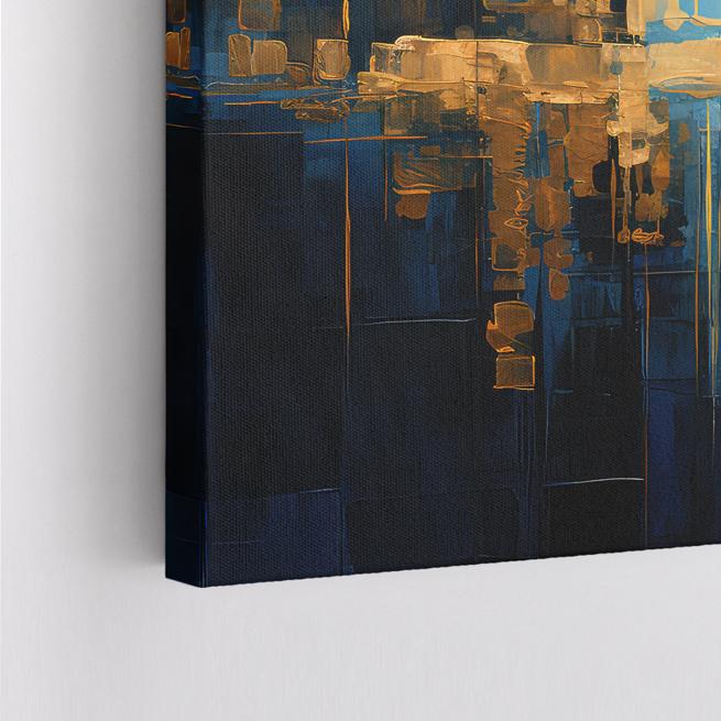 Abstract πίνακας με χρώμματα χρυσό και μπλέ