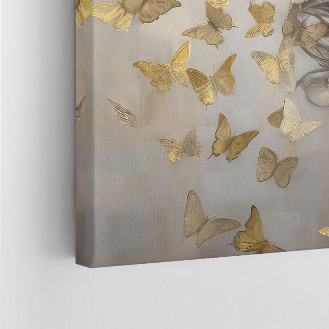 Πίνακας με Γυναικεία Φιγούρα και Χρυσές Πεταλούδες