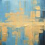Abstract πίνακας: Χρυσές Αντανακλάσεις στην Μπλε Πόλη