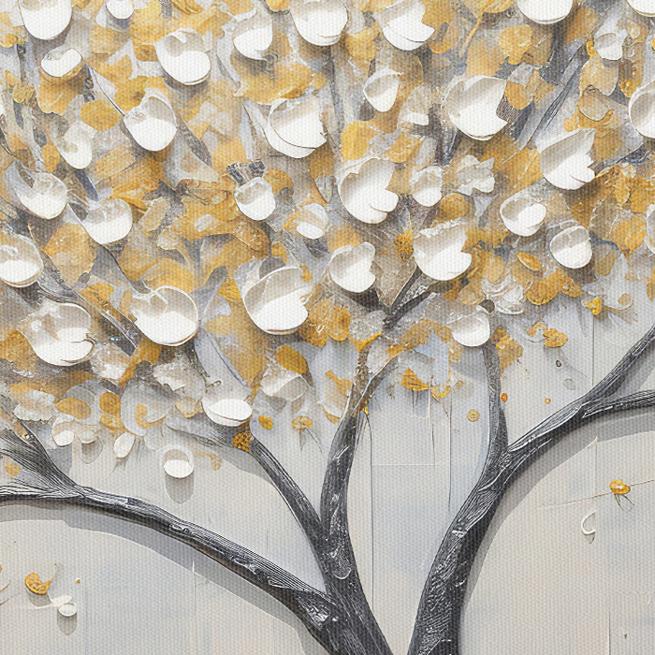 Δέντρο με λευκά άνθη και χρυσά φύλλα