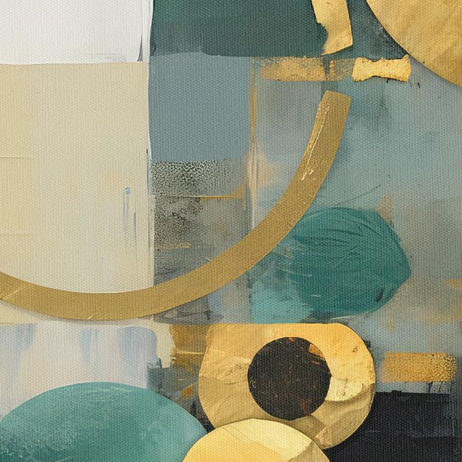 Μοντέρνος abstract πίνακας με χρυσούς κύκλους