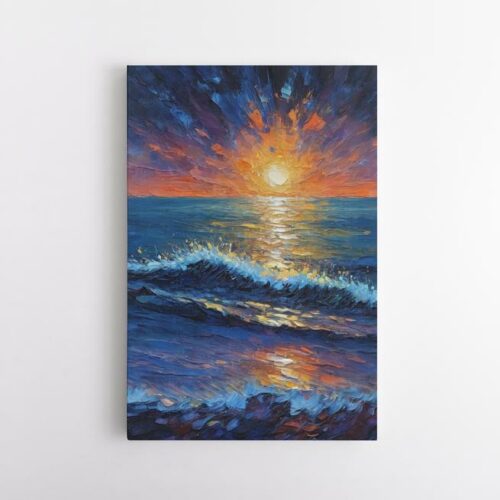 Ηλιοβασίλεμα πάνω από τη θάλασσα με ζωηρά χρώματα