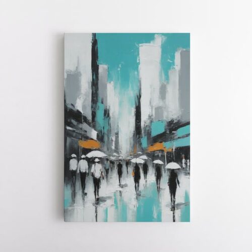 Μια βροχερή μέρα στην πόλη μέσα από πινελιές και χρώματα