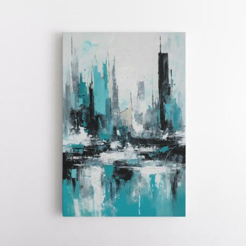 Μοντέρνα Πόλη Σε Αποχρώσεις Του Μπλε Με Έντονες Αντανακλάσεις