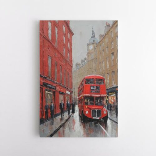 Παραδοσιακά κτίρια και διώροφο λεωφορείο σε οδό Λονδίνου