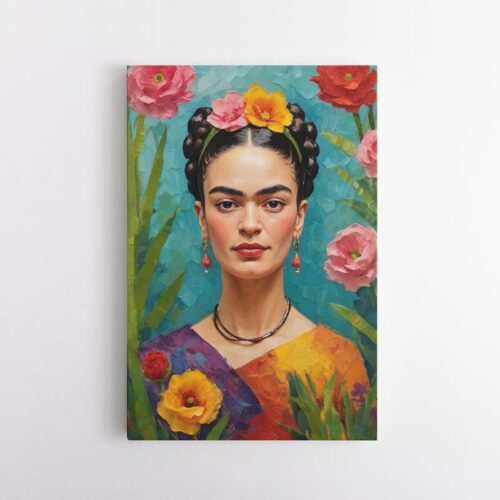 Φρίντα Κάλο με πολύχρωμα λουλούδια