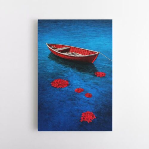 Πίνακας Κόκκινη Βάρκα στο Ήρεμο Μπλε