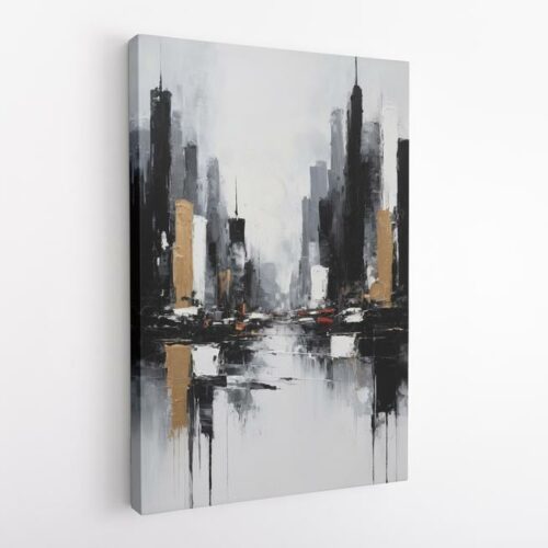 Ουρανοξύστες που αντανακλούνται σε νερά μετά από βροχή