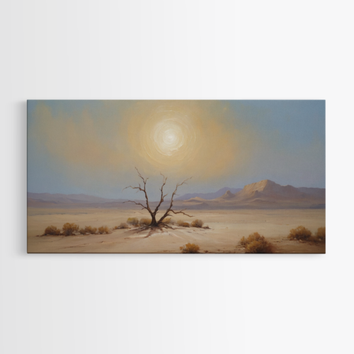 Η ηρεμία της ερήμου μοναχικό δέντρο κάτω από τον χρυσό ήλιο