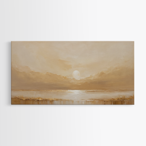 Ηρεμία της αυγής σε έναν πίνακα με χρυσές και μπεζ αποχρώσεις