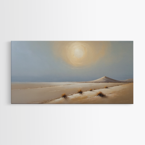 Σιωπηλή Φύση με χρυσές πινελιές Φυτά της ερήμου, ορίζοντας, αμμόλοφος, ήλιος