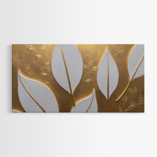 Τρισδιάστατα λευκά φύλλα και χρυσές λεπτομέρειες