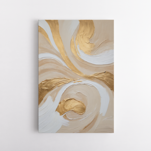 Αφηρημένη Απεικόνιση Φυσικών Σχημάτων με Χρυσό και Μπεζ