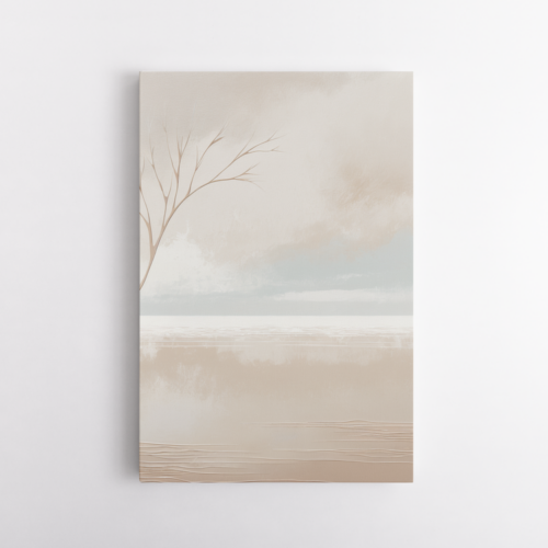 Αφηρημένη έρημος με μοναχικό δέντρο σε γήινες αποχρώσεις