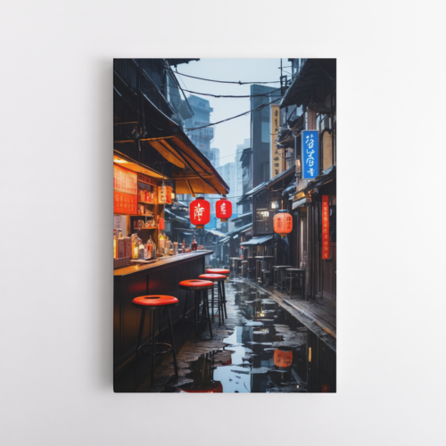 Ασιατική ατμόσφαιρα σε έναν ήσυχο δρόμο μετά την καταιγίδα