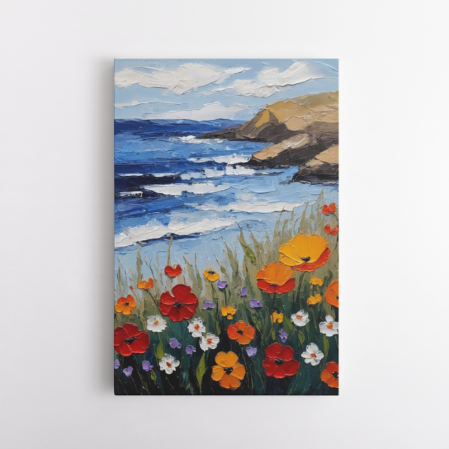 Φύση σε έκρηξη χρωμάτων Θάλασσα, ουρανός και λουλούδια