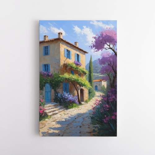 Ηλιόλουστη Μεσογειακή Κατοικία με Ζωηρά Λουλούδια και Δέντρα