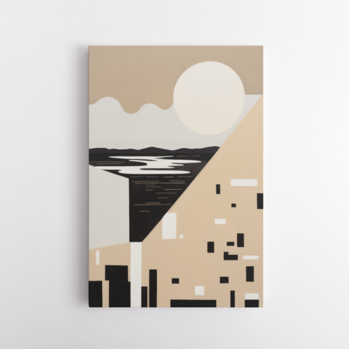 Ηλιοβασίλεμα Πάνω από Αφηρημένη Πόλη με Γεωμετρικά Σχήματα