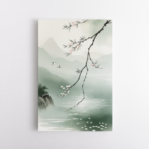 Μελαγχολική ομορφιά αναδύεται από την ανθισμένη κερασιά και τα βουνά