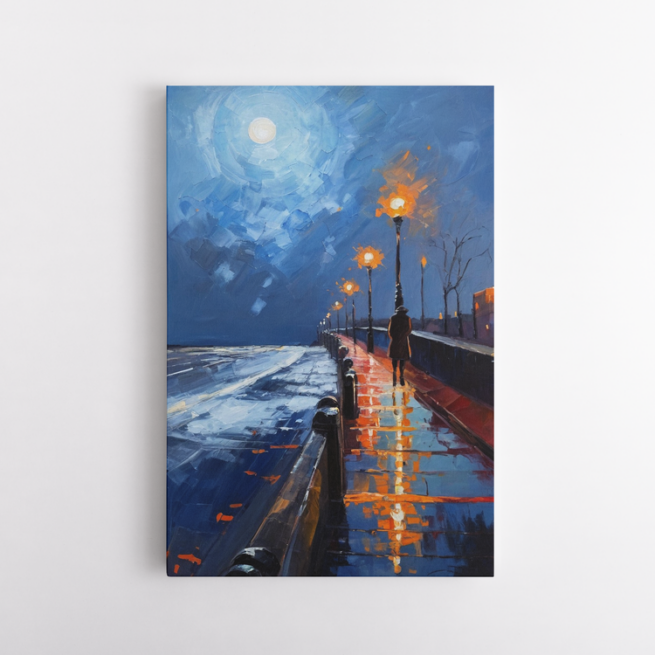 Μυστηριώδης μορφή απολαμβάνει τη νύχτα κάτω από φωτεινό φεγγάρι