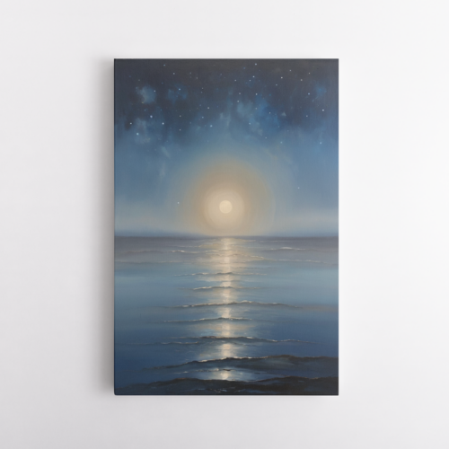 Νυχτερινή θάλασσα φωτισμένη από τη λάμψη του φεγγαριού