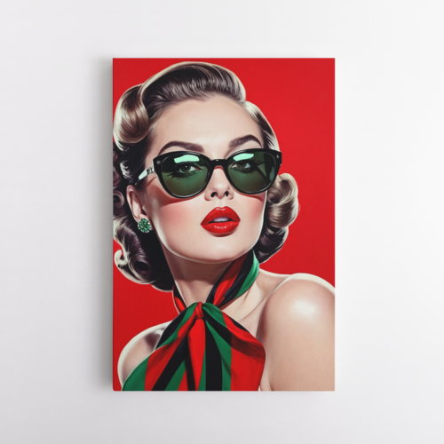 Ρετρό Αίγλη με Κατακόκκινο Κραγιόν και Πράσινα Σκουλαρίκια