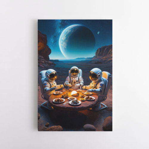 Τρεις αστροναύτες απολαμβάνουν γεύμα στο διάστημα