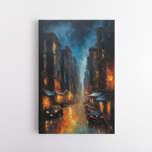 Ζεστά φώτα και ψυχρές αντανακλάσεις σε βροχερή αστική σκηνή