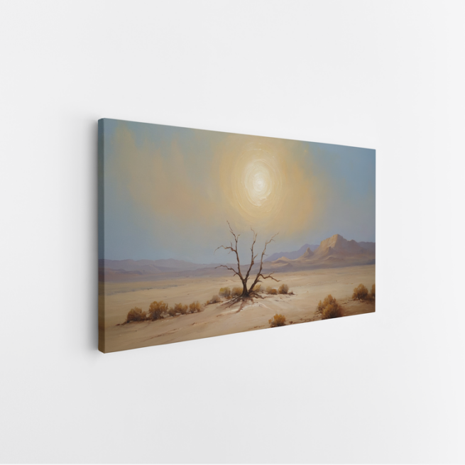 Η ηρεμία της ερήμου μοναχικό δέντρο κάτω από τον χρυσό ήλιο