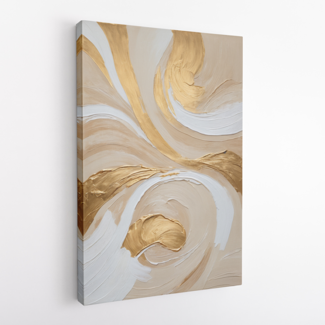 Αφηρημένη Απεικόνιση Φυσικών Σχημάτων με Χρυσό και Μπεζ