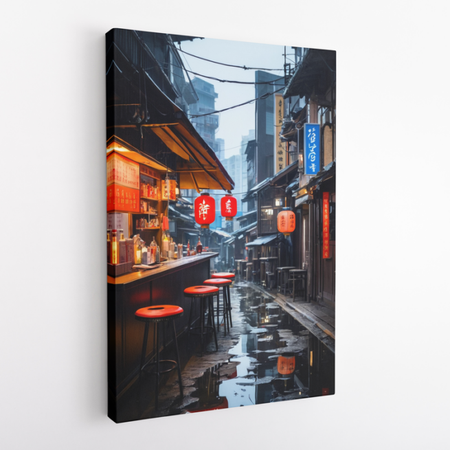 Ασιατική ατμόσφαιρα σε έναν ήσυχο δρόμο μετά την καταιγίδα