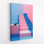 Η γάτα και η σκάλα: Παιχνίδι χρωμάτων σε ροζ και μπλε
