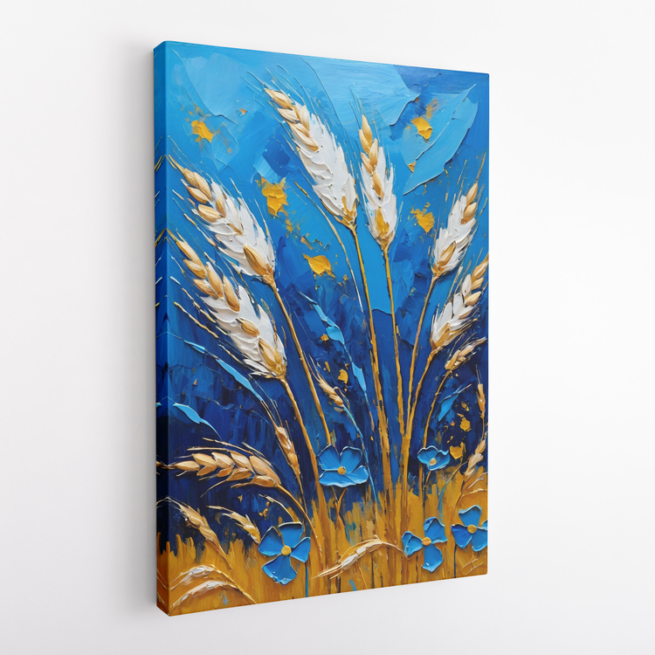 Στάχυα και αγριολούλουδα σε έναν πίνακα γεμάτο ζωντάνια