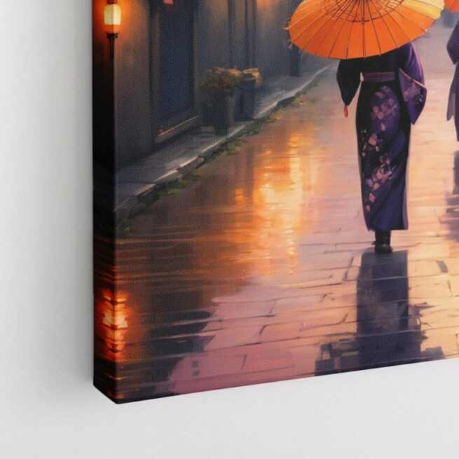 Περίπατος με παραδοσιακές ομπρέλες σε γραφική ασιατική γειτονιά