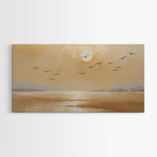 Λαμπερός ορίζοντας με πουλιά