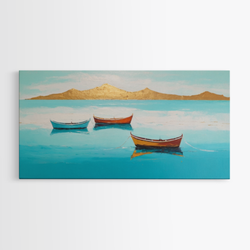 Τρείς Ψαρόβαρκες στο Αιγαίο με φόντο τη χρυσή οροσειρά