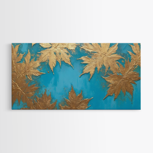 Χρυσά φύλλα σε τιρκουάζ φόντο