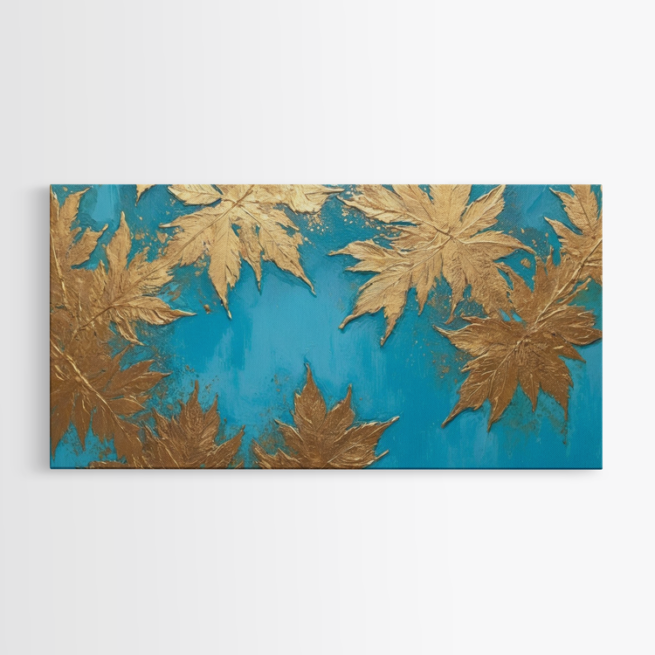 Χρυσά φύλλα σε τιρκουάζ φόντο