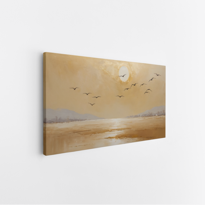 Λαμπερός ορίζοντας με πουλιά