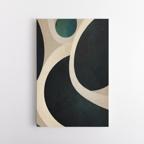 Αφηρημένη σύνθεση μαύρο, μπεζ, πράσινο