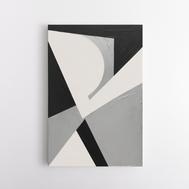 Αφηρημένη σύνθεση με γωνίες μαύρο, λευκό, γκρι 5
